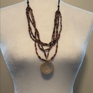 J. Jill Brown Multi-Strand Necklace with Pendant NWT